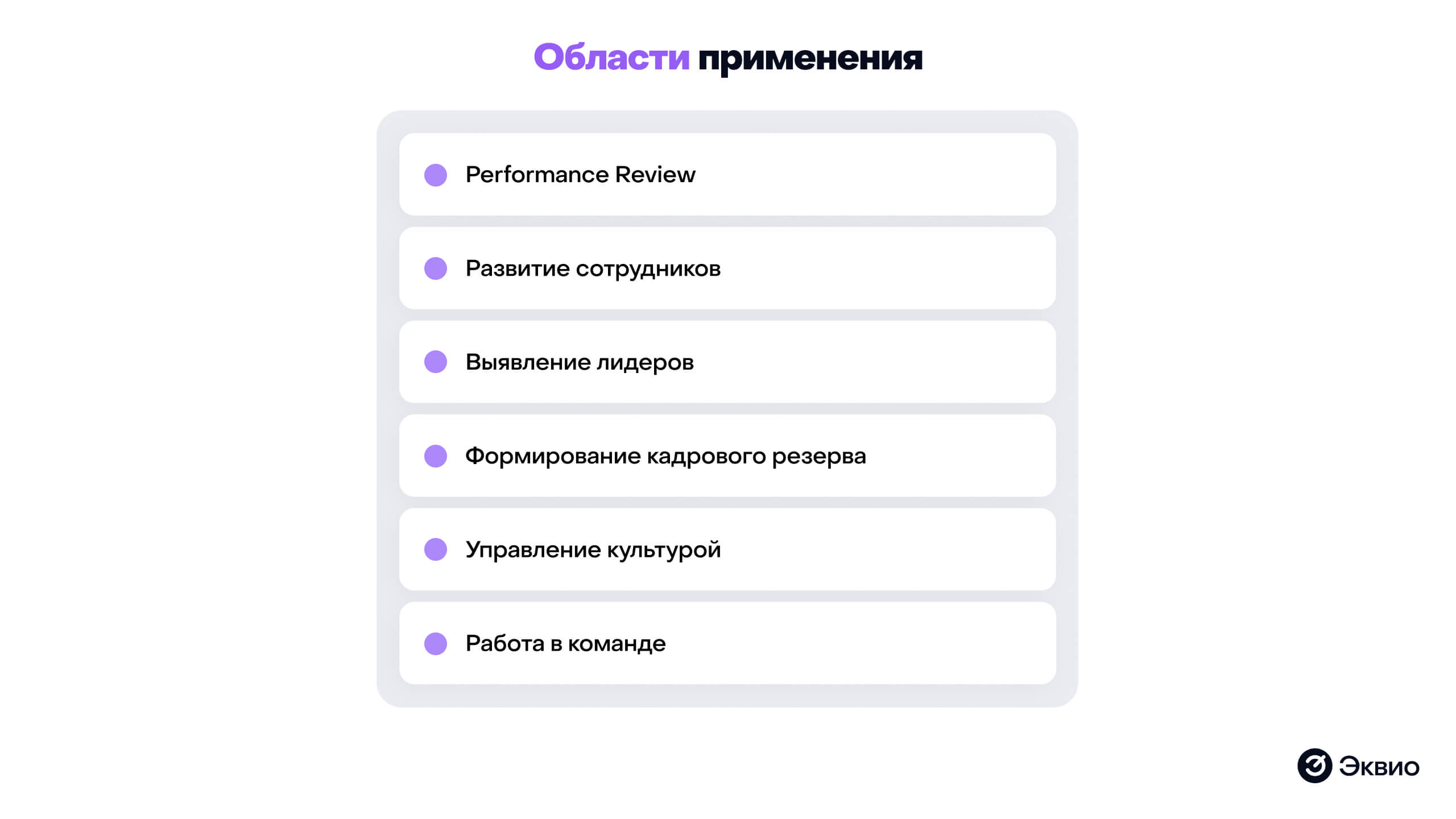Области применения оценки методом 360 градусов
