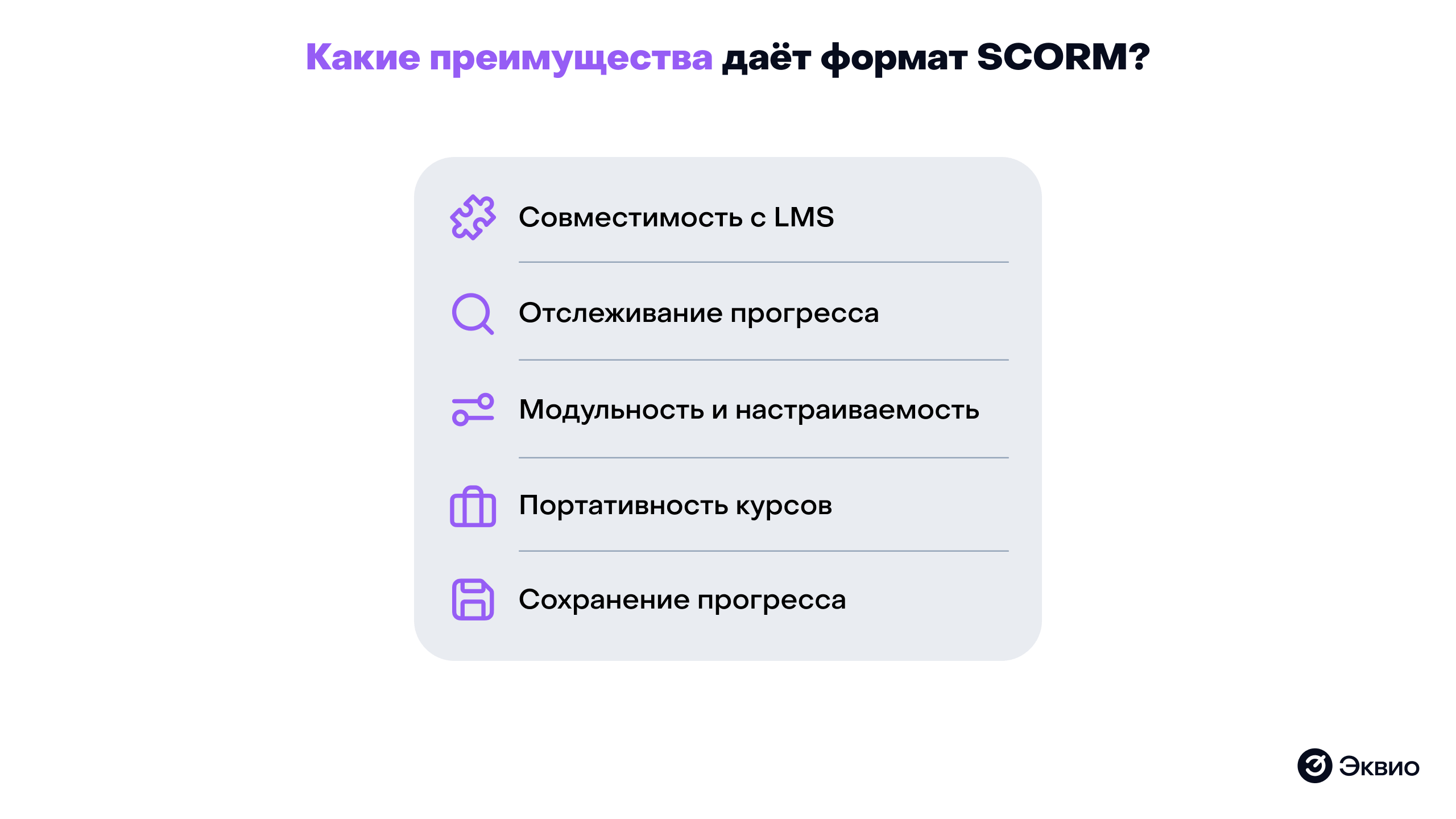 Основные преимущества SCORM-формата