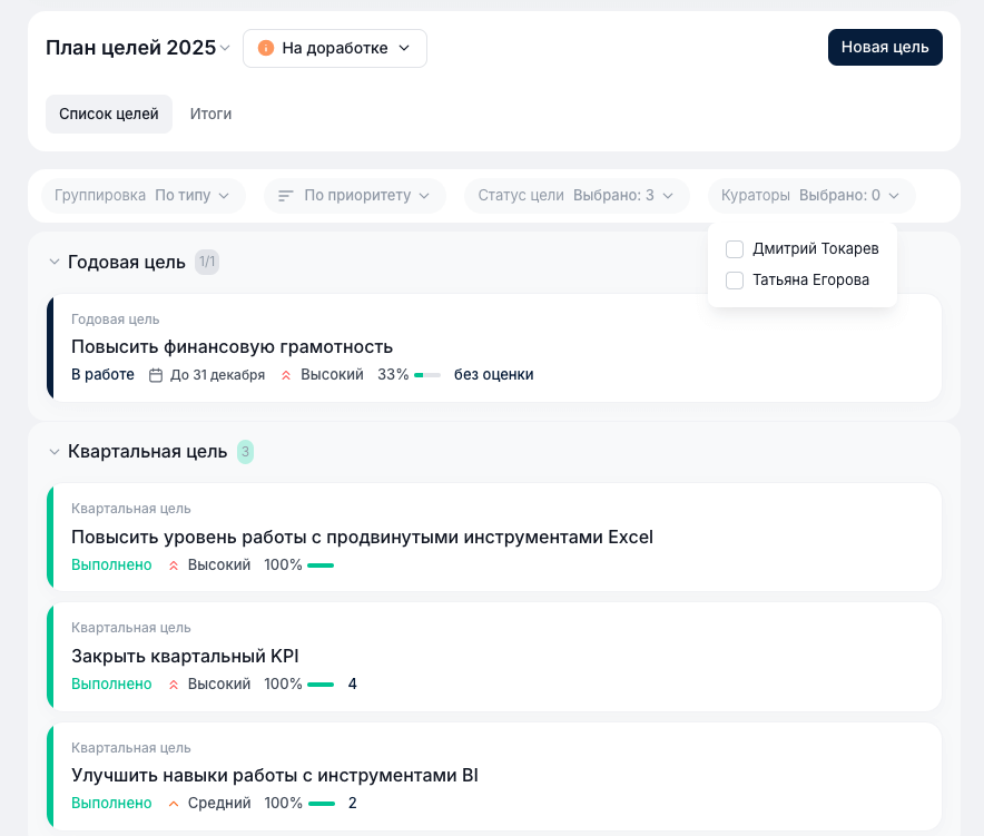 Единообразное отображение плана&nbsp;развития